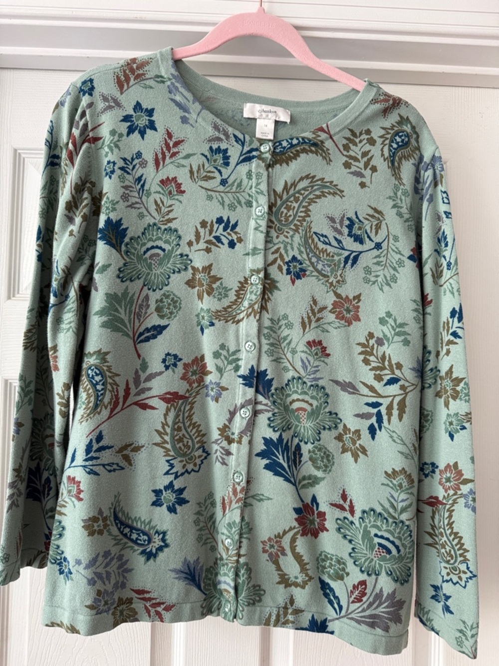 CJ Banks Mint Green Floral Paisley Cardigan